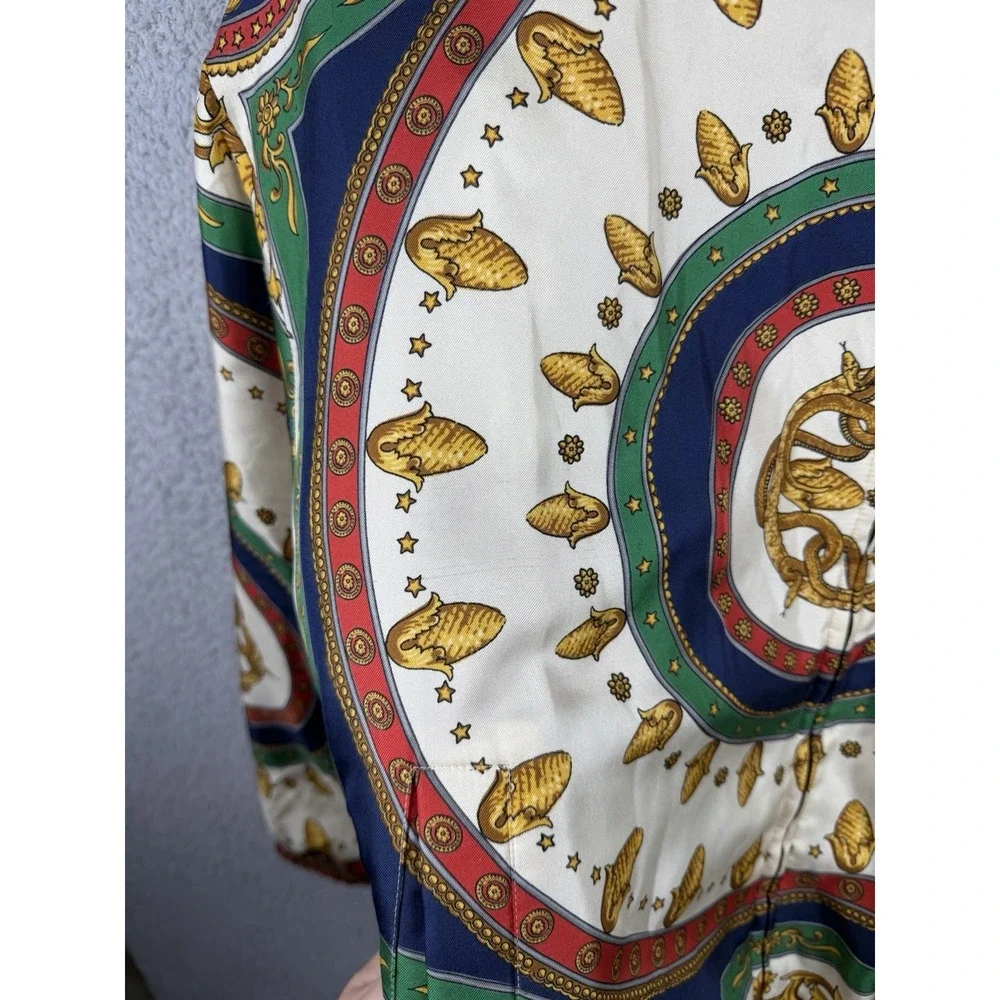 Gucci 100% Silk 'Mermaid' Blouson Jacket - Green/Ivory - SIZE 46 - RETAIL: $2800